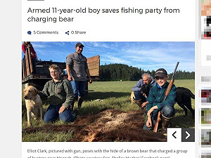 阿拉斯加11歲男孩 敏捷射殺棕熊救家人