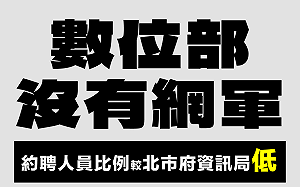 沒有網軍！數位部重申約聘不到百人 約聘比例低於北市資訊局