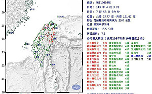 快訊》花蓮規模7.2強震 氣象署發出8:54台東海嘯警告！ 