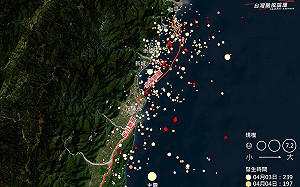0403強震後逾680餘震 氣象粉專製作「密密麻麻」分布圖  