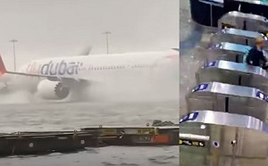 (影) 人工降雨闖的禍? 千年一遇 沙漠杜拜竟發生大洪水 飛機快要變成船