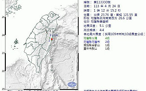 花蓮深夜3起規模4以上地震 4月起至今已震1268次｢顯著有感｣314次