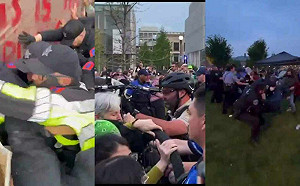 (影) 挺以、挺巴兩派打起來了!  美大學反戰示威激烈 連總統候選人都被抓 