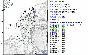 凌晨魔咒？花蓮近海深夜又發生規模4.7地震 網友驚呼：很晃有地鳴