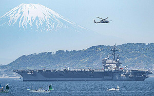 雷根號出港！等待返美大修泊港半年 突進行「試驗性航海」