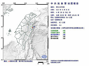 地牛翻身!清晨規模4.4極淺層地震「4縣市有感」 連兩震最大震度4級