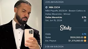 Drake一夜輸掉1600萬!賭獨行俠首戰勝利