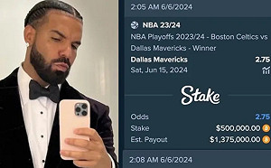 Drake一夜輸掉1600萬！賭獨行俠首戰勝利