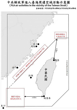 13共機艦擾台 4架次越中線最近距鵝鑾鼻93浬