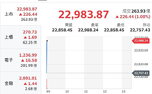 台股高盤開出衝23000點 輝達登全球市值龍頭