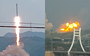 (影)中國火箭又墜境內 離上次不到十天｢天兵科技｣試射失控墜毀爆炸