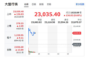 台積電漲勢帶頭衝 台股開高重返23000點