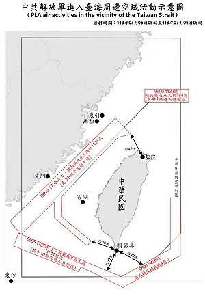 共機23架次逾越台海中線 部分距鵝鑾鼻35浬