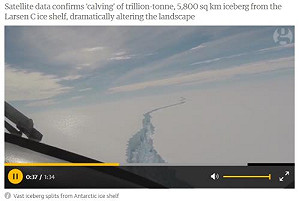 拉森C冰棚斷裂 逾兆公噸形成新冰山A68