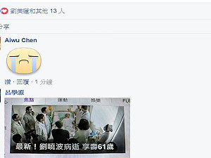 劉曉波離世 民進黨籲中國釋放劉霞、李明哲