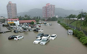 (影)凱米挾雨重創南投 積水半個輪胎高、樹倒落石土石流