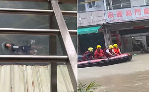 高雄超大豪雨全市大淹水 民眾水中游泳苦中作樂