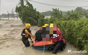 凱米颱風過境台南雨量驚人 河川暴漲多區嚴重淹水