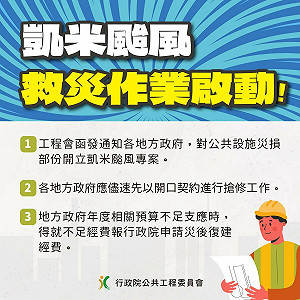 凱米颱風災後復原 工程會:開立公共設施災損專案即報即審