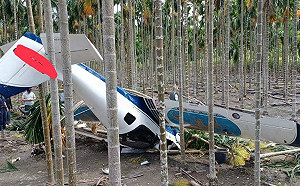 屏東高樹輕航機迫降檳榔園  教練乘客皆輕傷