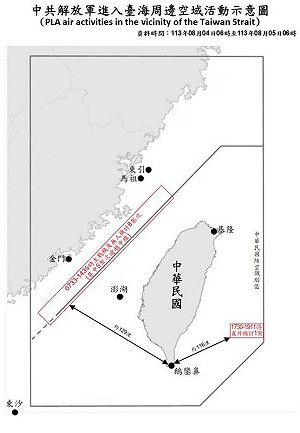 又來秀肌肉!18共機艦擾台 6架次越中線 現蹤東部海域