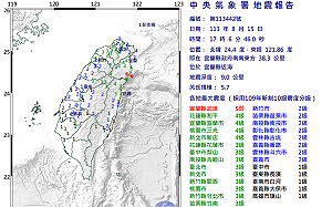 快訊》宜蘭近海 5.7 強震襲台　北部 4 縣市接獲災防告警