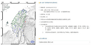 地震!花蓮有感地震 花東與中部6縣市震度4級以上