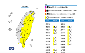 15縣市大雨特報！氣象署：雨勢持續到晚間