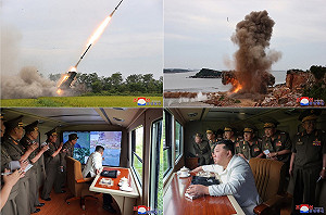 針對南韓首都圈!金正恩親自驗收240毫米可導引火箭砲試射