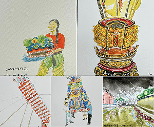 用插畫行銷桃園 蘇俊賓手繪桃園中元國寶級五大亮點