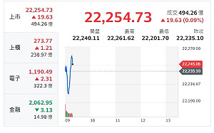 台股開盤》指數小跌小漲 分析師：若失守22230點 恐引發殺低取量