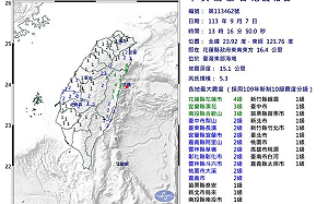 花蓮地震規模5.3仍屬403餘震 氣象署：10月初前仍可能發生