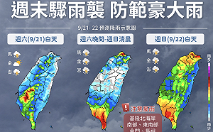 雨彈將灌全台!熱帶擾動影響 週日降雨高峰.南部一片紅