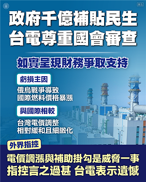 千億補貼民生用電!台電:尊重國會審查 如實呈現財務爭取支持