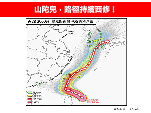 路徑持續西修!颱風山陀兒暴風圈擴大 全台都在警戒範圍內
