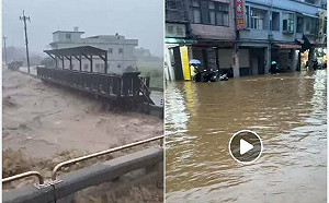 金山、淡水馬路變河流！新北市民向侯友宜抱怨｢我通勤差點被沖走｣