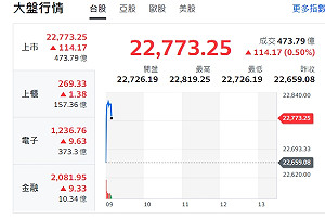 台股開盤》指數小漲逾百點  分析師:上壓下撐、上不去23000點