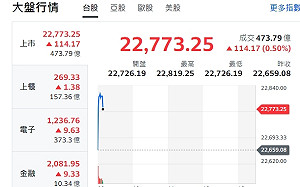 台股開盤》指數小漲逾百點  分析師：上壓下撐、上不去23000點