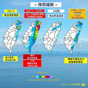 一圖搞懂未來一周天氣!東北季風增強  北台灣涼到周三