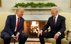 (影)拜登與川普白宮握手作秀29秒 笑容背後藏深刻矛盾