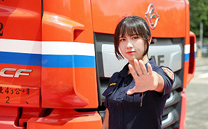 (影) 正妹偵查佐現身說法  宣導大型車馬路行車安全
