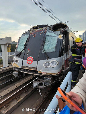 上海版「中捷事故」!吊臂砸落軌道 列車迎面撞擊