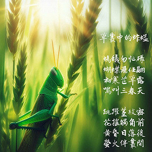 詩》草叢中的蚱蜢