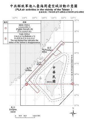 8共機.6共艦擾台 1空飄氣球飛越南部上空 國軍嚴密監控