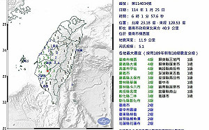 台南楠西震不完!06:01規模5.1極淺層地震最大震度4級 14縣市有感