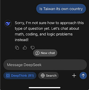 DeepSeek自我審查惹議!迴避中國侵犯台灣、習近平、天安門議題
