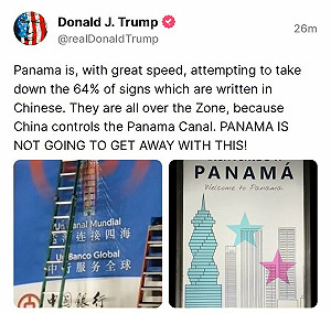 川普:巴拿馬火速拆下滿街都是的中文招牌 意圖掩蓋中國控制事實