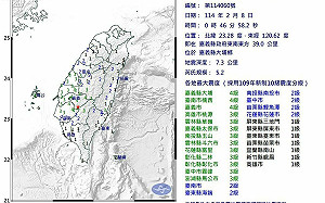 嘉義大埔連環震！凌晨規模5.2｢極淺層地震｣最大震度4級國家警報響