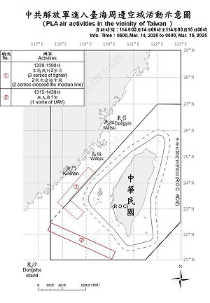 3共機越中線擾台! 9共艦.1公務船在台海周邊活動