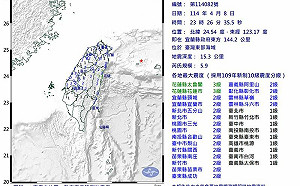 東部海域深夜發生規模5.9地震！全台17縣市有感 日本沖繩同時在晃